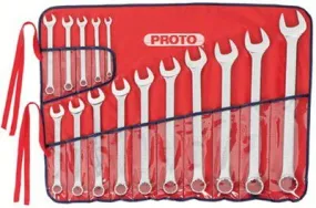 Proto 1200F-T500 Torqueplus 12-Point Combination Wrench Sets, 15 Piece, Inch, Flat Handle, Polish (1 Set)