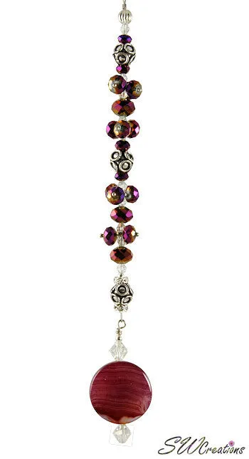 Purple Agate Gemstone Crystal Beaded Fan Pull