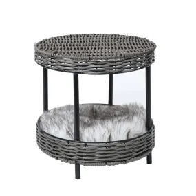 Rattan Pet Bed Elevated Raised Cat Dog House Wicker Basket Kennel Table