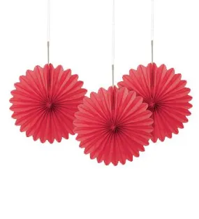 Red Decorative Tissue Fans - 15cm - Pack of 3