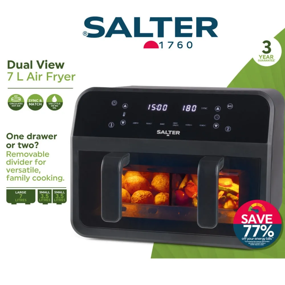 Salter 7L Dual View Air Fryer with Removable Divider