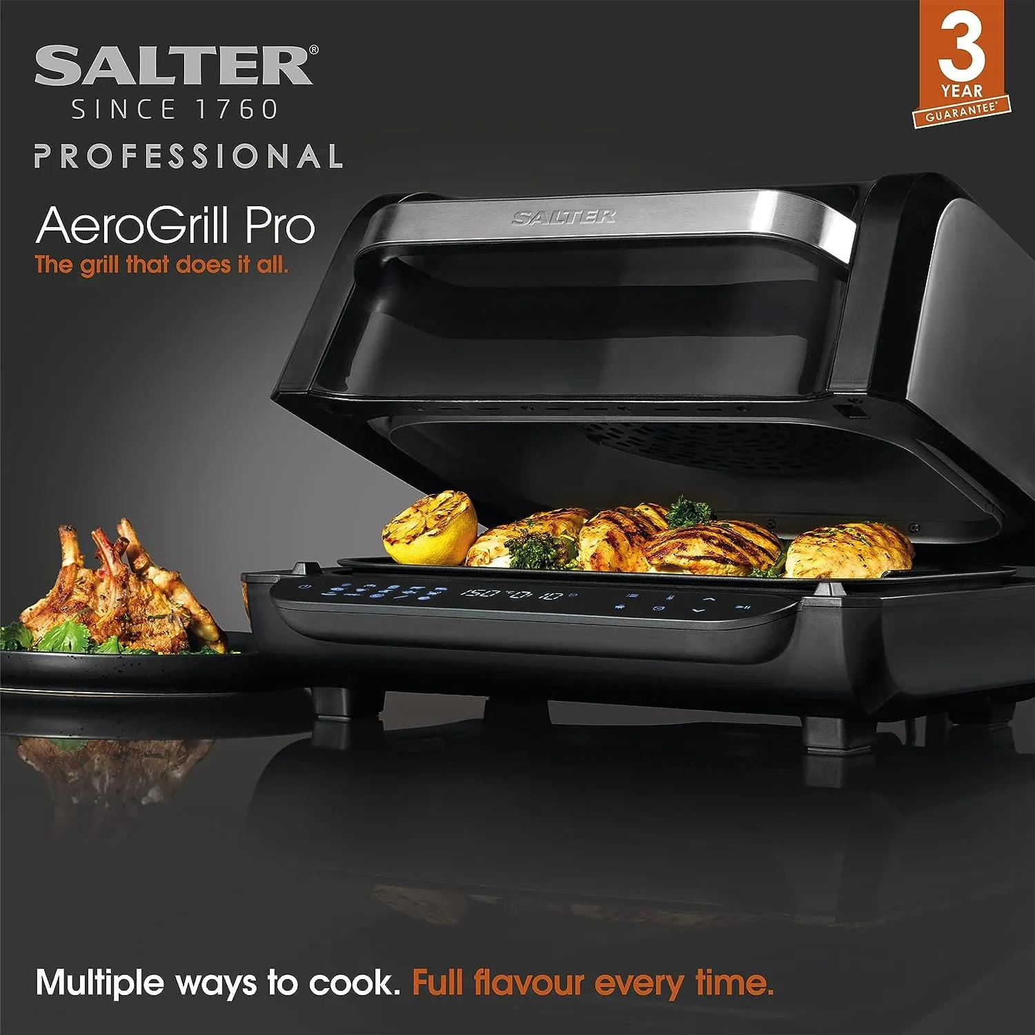 Salter EK5106 AeroGrill Pro - 16 in 1 Hot Air Fryer, 1700W Health Grill, Tabletop Multicooker, LED Touch Controls, 3.8L