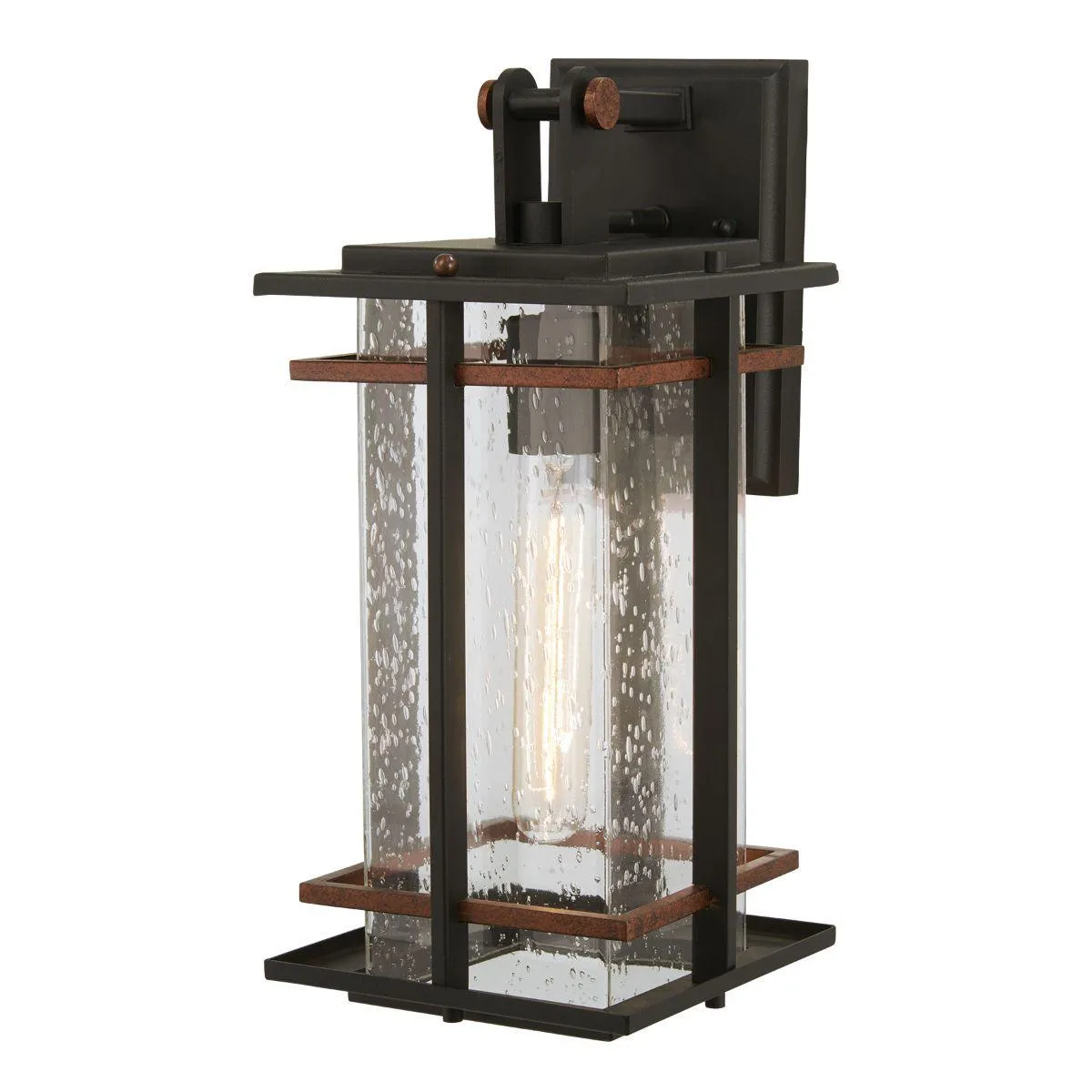 San Marcos 15 in. Outdoor Wall Lantern Black & Antique Copper Finish