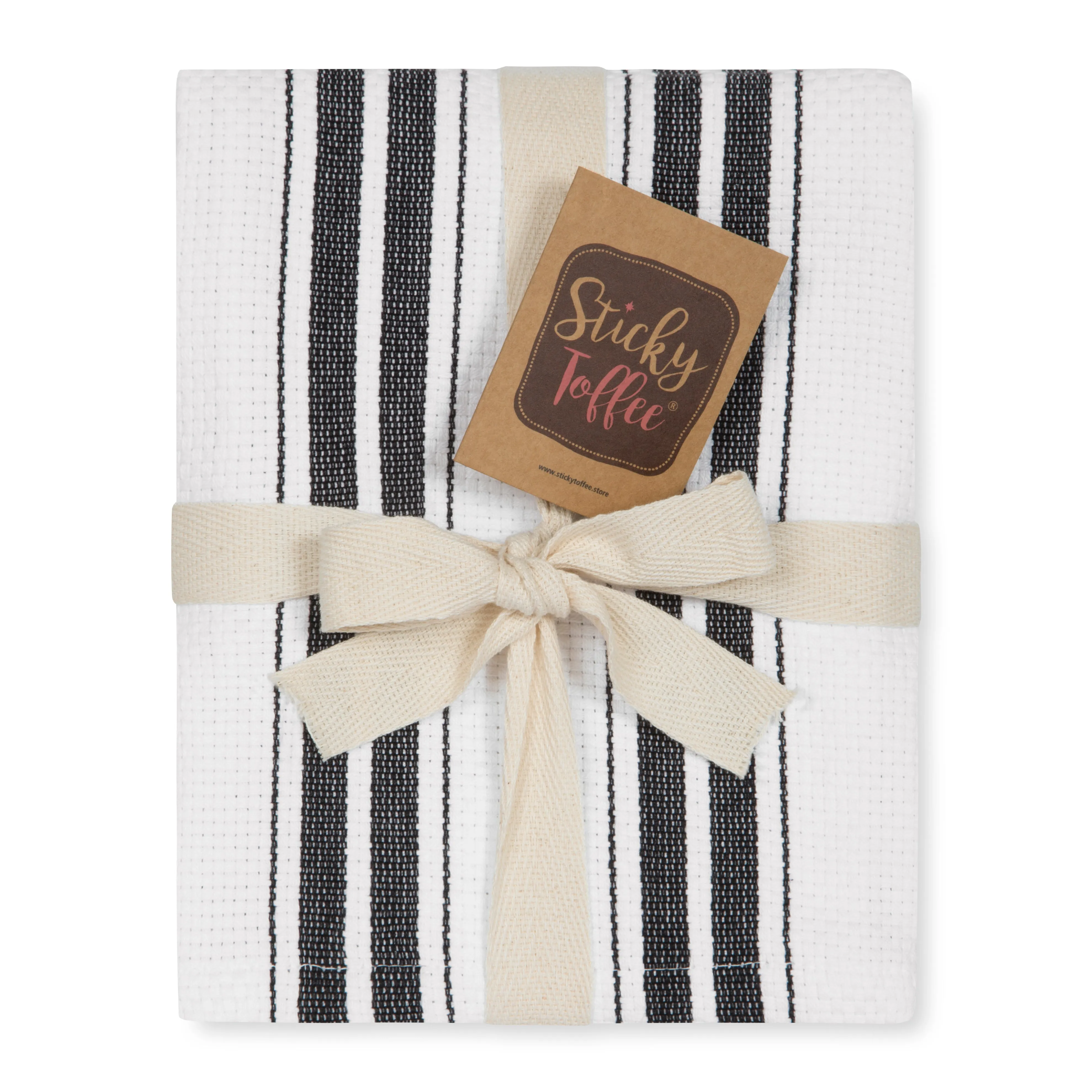 Set of 5 Basket Weave Striped Cotton Tea Towels in Five Colours