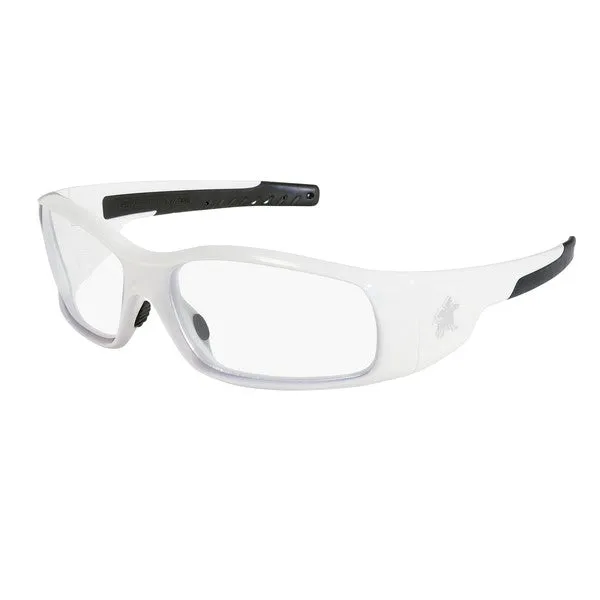 SR120 MCR Safety Swagger SR1 Series Safety Glasses, Clear Lens, White Frame