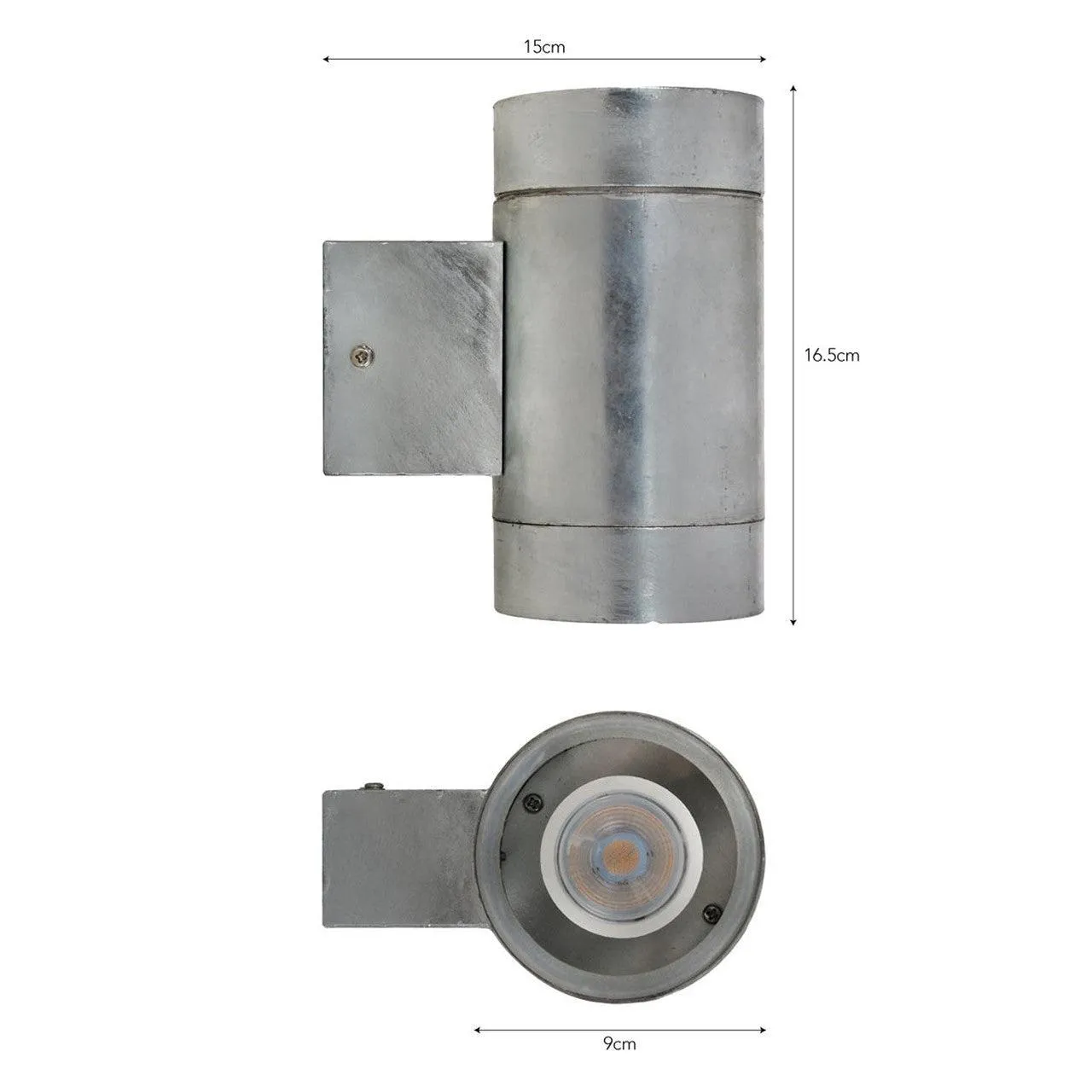 St Ives Up & Down Light, Large - Galvanised Steel