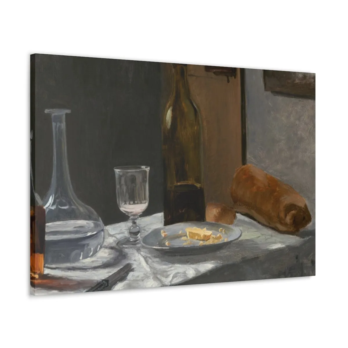 STILL LIFE WITH BOTTLE, CARAFE, BREAD, AND WINE