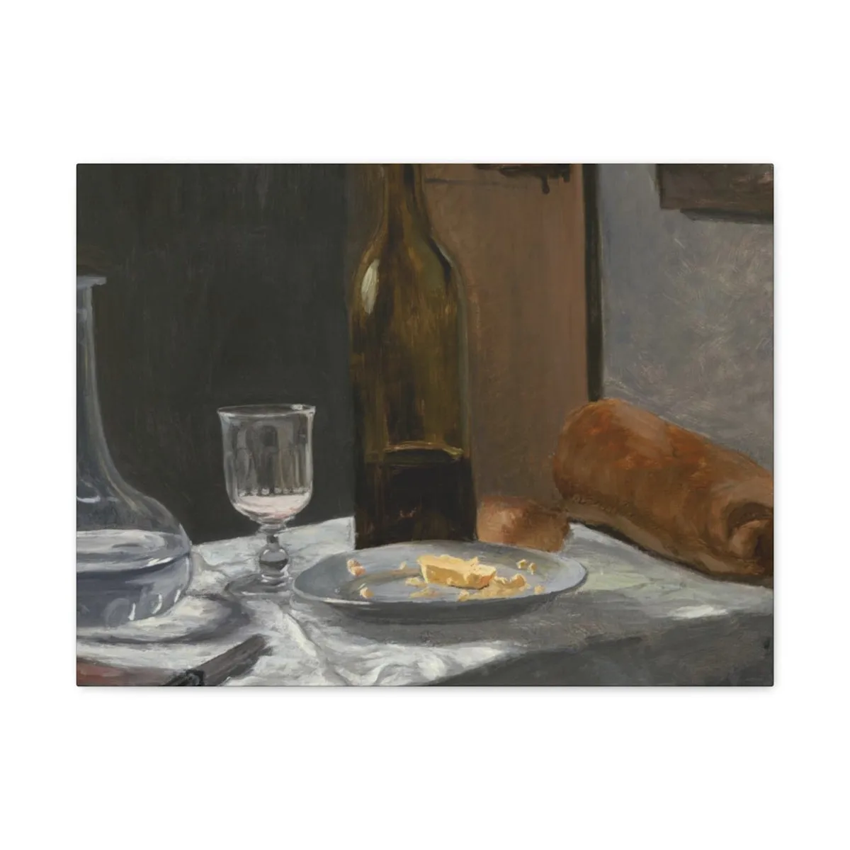 STILL LIFE WITH BOTTLE, CARAFE, BREAD, AND WINE