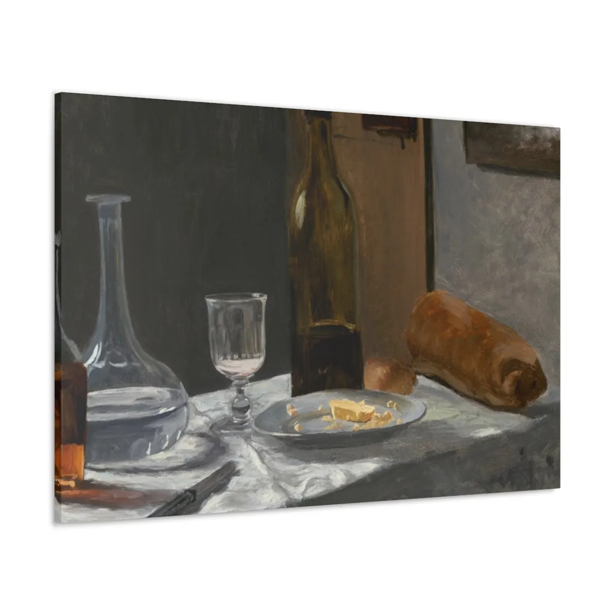 STILL LIFE WITH BOTTLE, CARAFE, BREAD, AND WINE