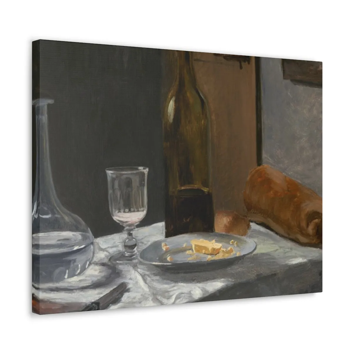 STILL LIFE WITH BOTTLE, CARAFE, BREAD, AND WINE