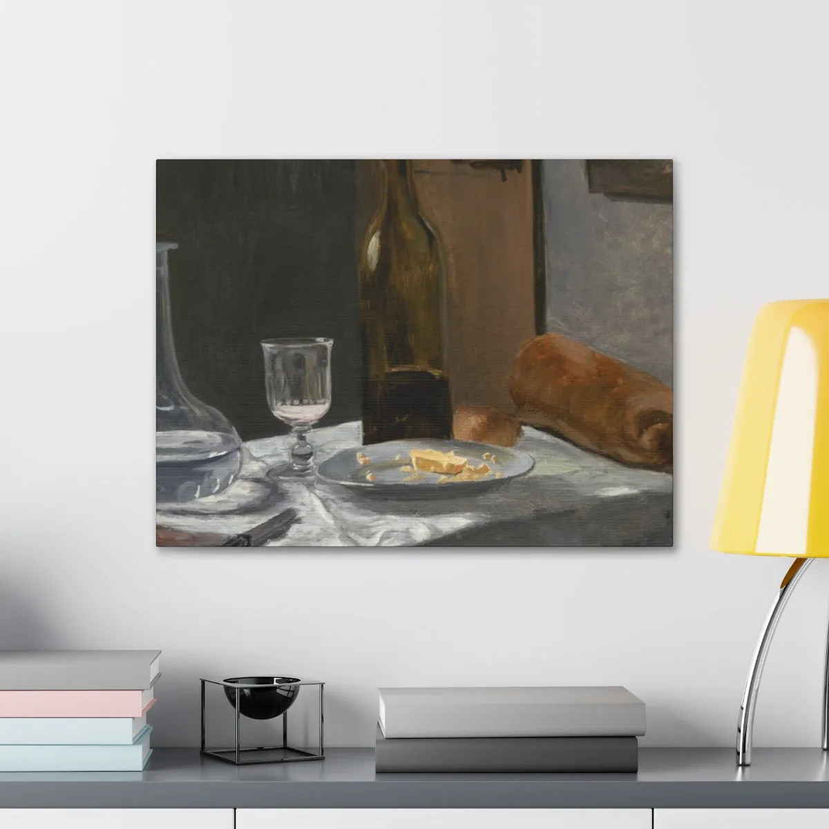 STILL LIFE WITH BOTTLE, CARAFE, BREAD, AND WINE