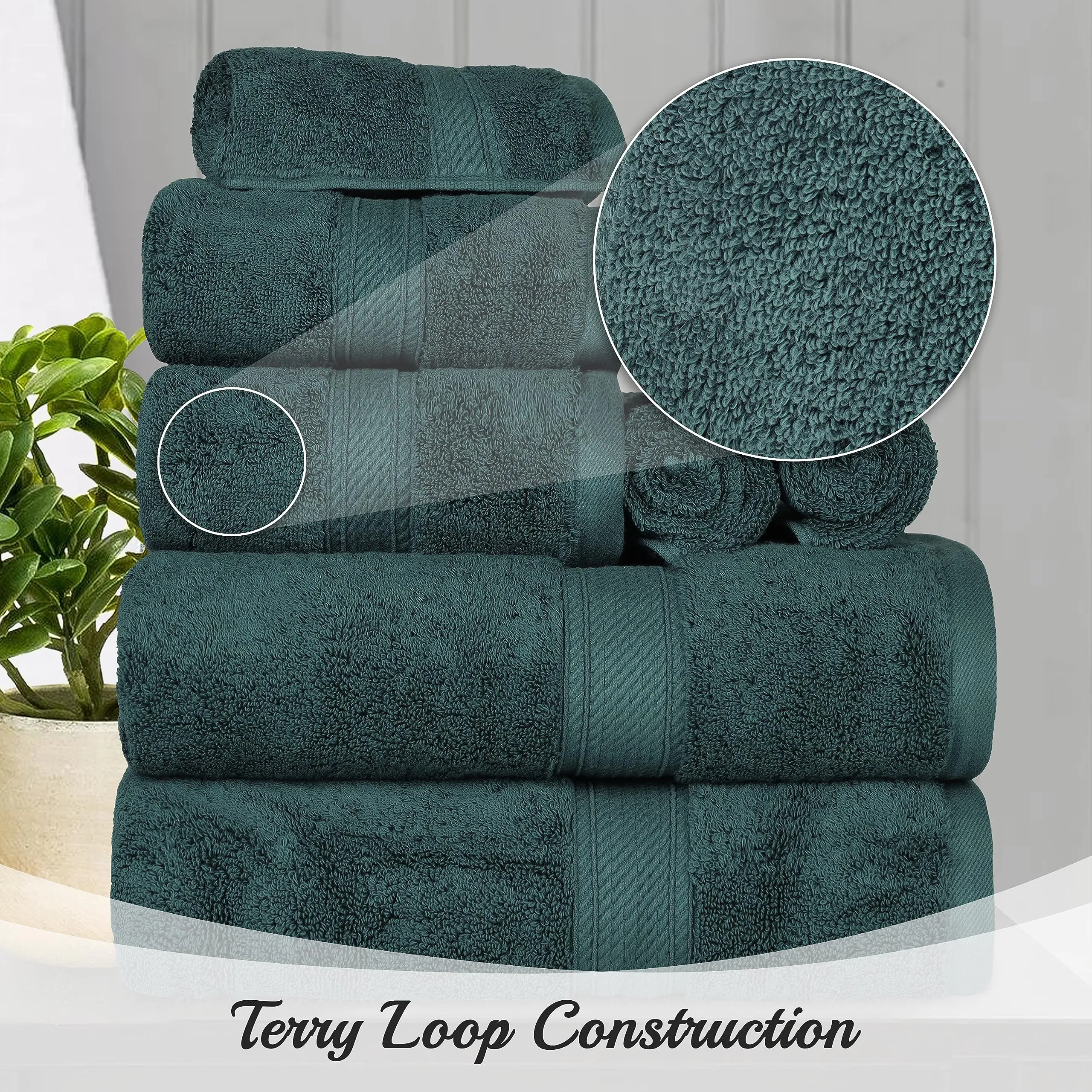 Superior Egyptian Cotton Pile Bath Sheet Set of 2, Ultra Soft Luxury Towels, Thick Plush Essentials, Absorbent Heavyweight, Guest Bath, Hotel, Spa, Home Bathroom, Shower Basics, Teal