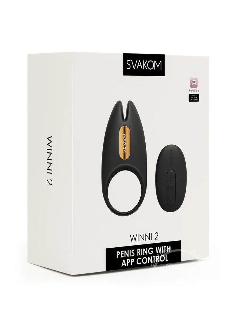 Svakom Winni 2 Silicone App Compatible Penis Ring with Remote Black/Gold