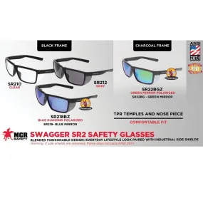 Swagger SR2 Safety Glasses with Thermo Plastic Rubber Nosepads and Detachable Side Shields (1 Pair)