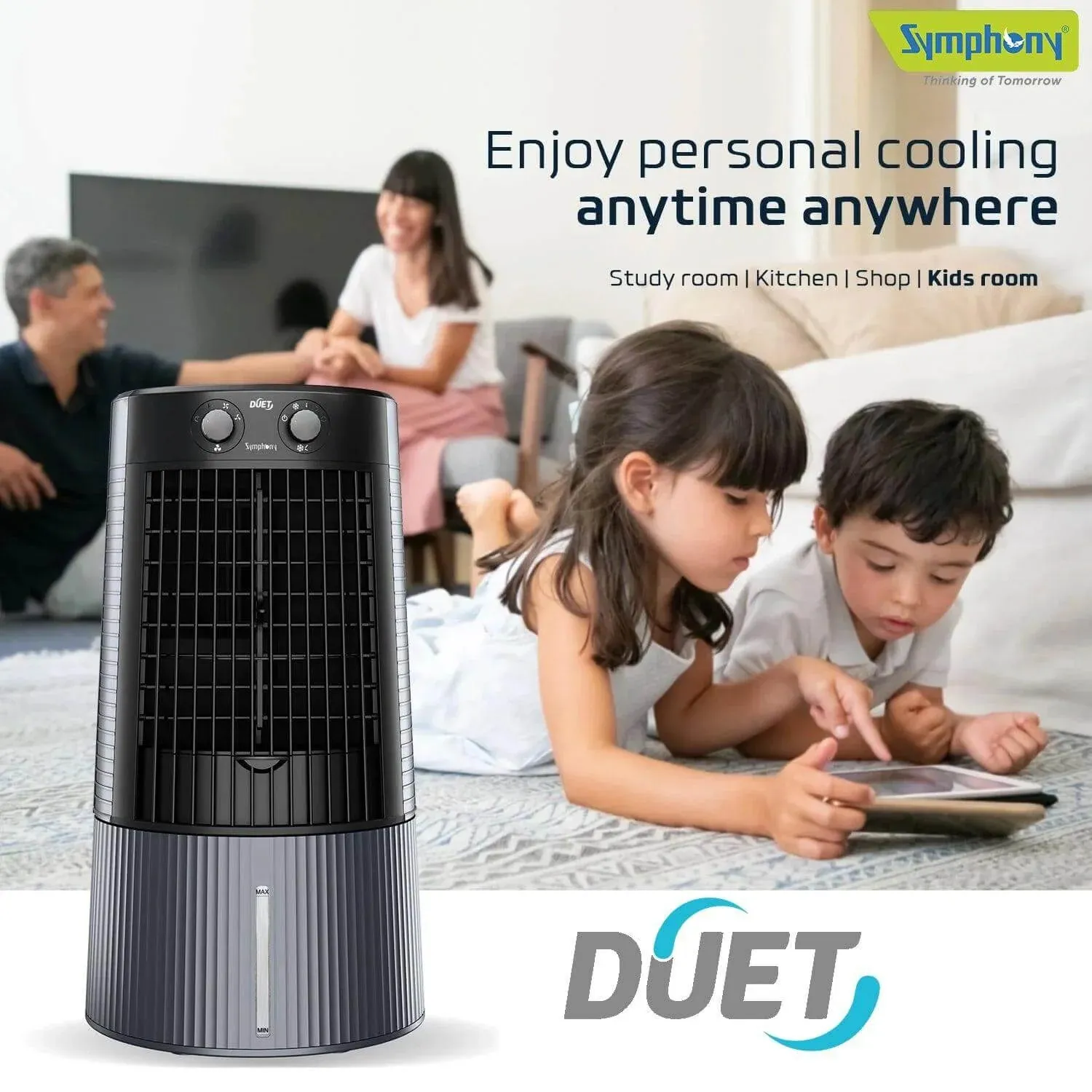 Symphony Duet Personal Table Cooling Fan for Home, Office, Shop Ultra High Speed Table Fan