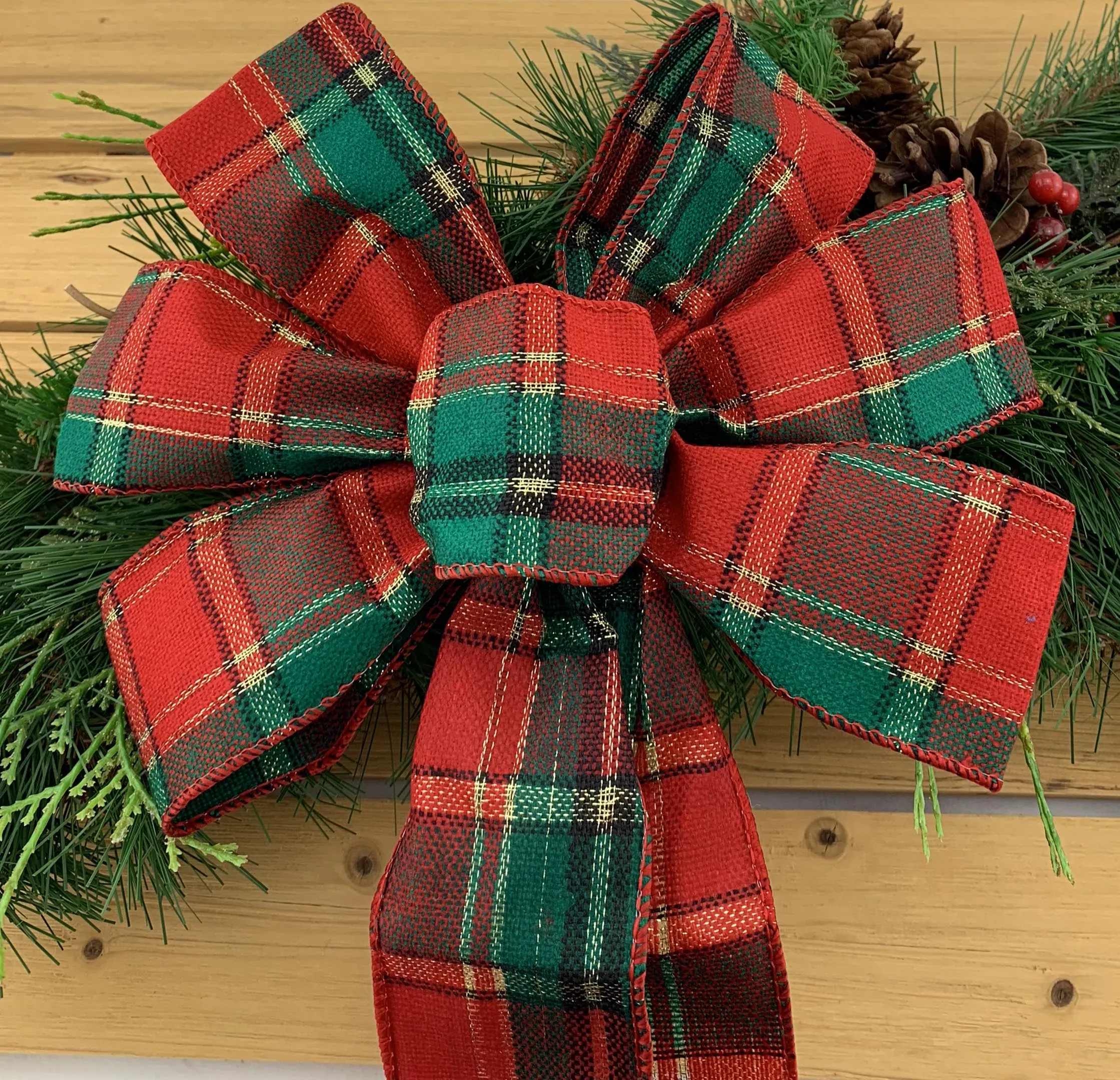 Tartan Wired Christmas Tree Ribbon - 2 1/2" x 10 Yards