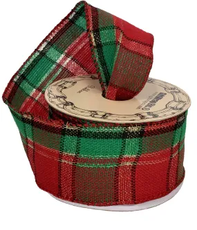 Tartan Wired Christmas Tree Ribbon - 2 1/2" x 10 Yards