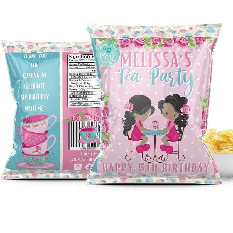 Tea Party Favors | Chip Bags  Personalize & Print Today Goodie Bags| Tea Party Decorations