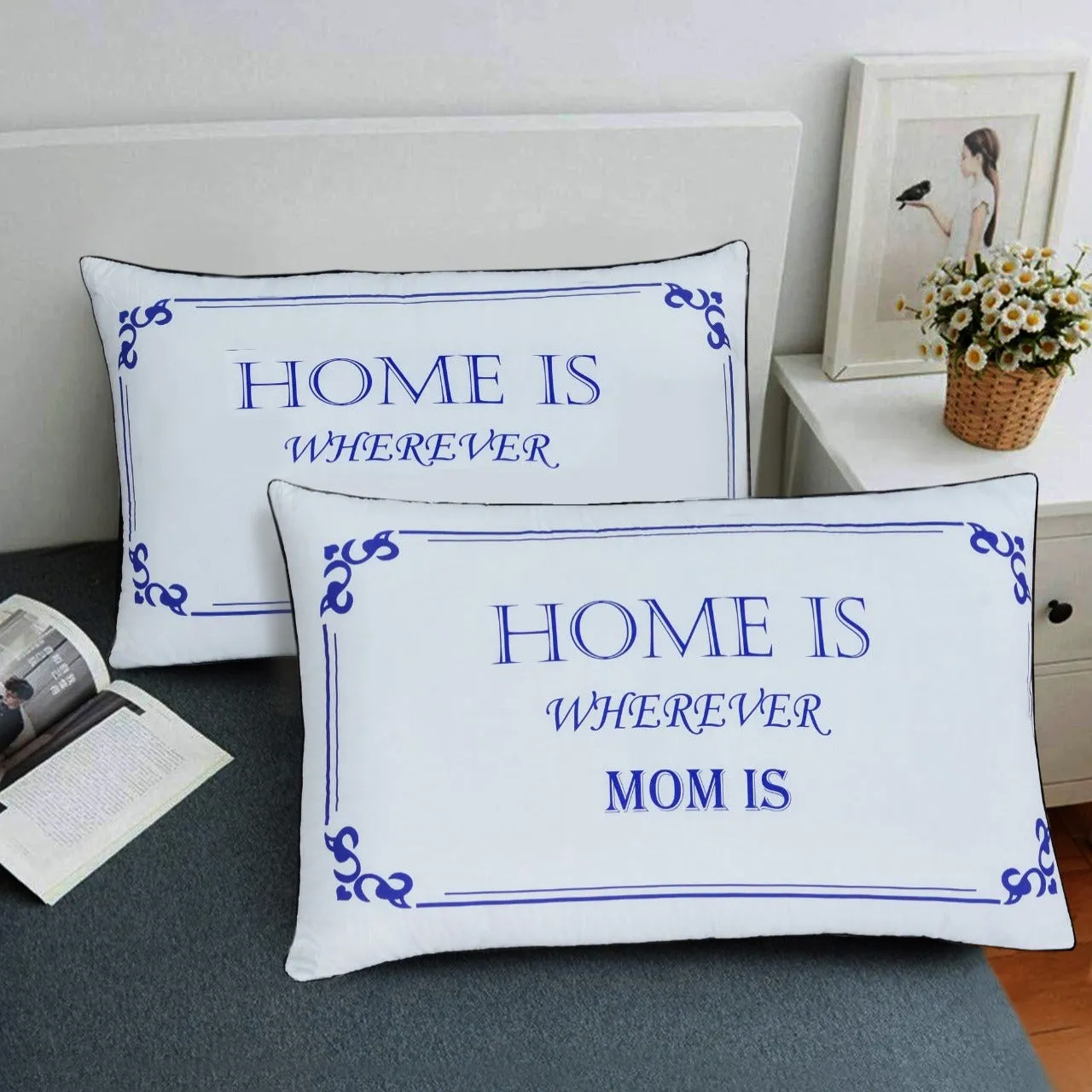 Text Pillow-Home Is Mom