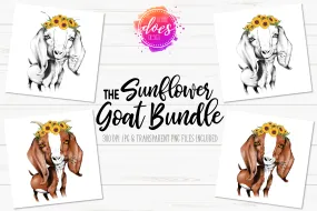 The Sunflower Goat Bundle - Hand Drawn Goat - Printable/Sublimation Files