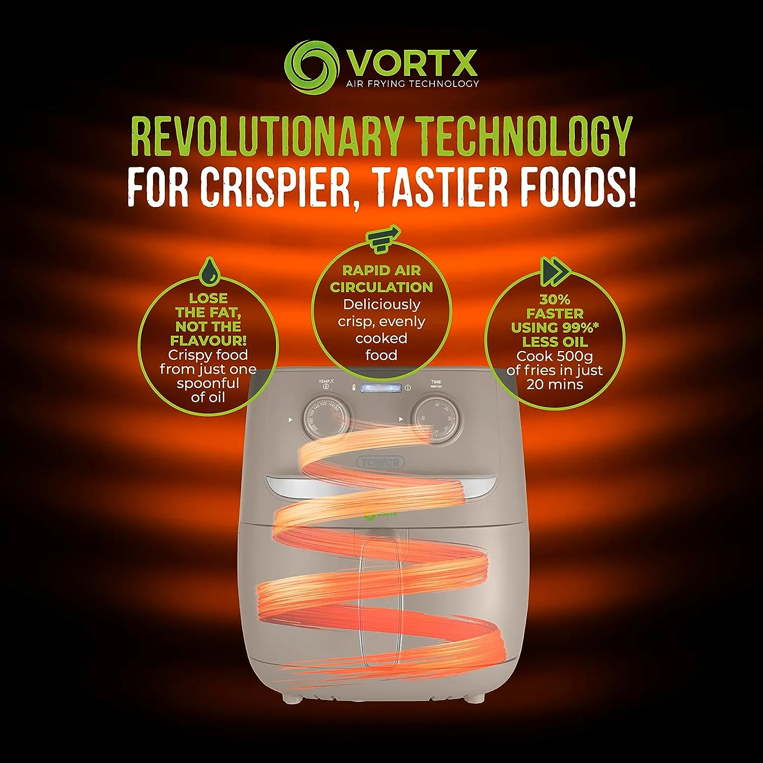 Tower Vortx 3.8L Colour Air Fryer - Latte