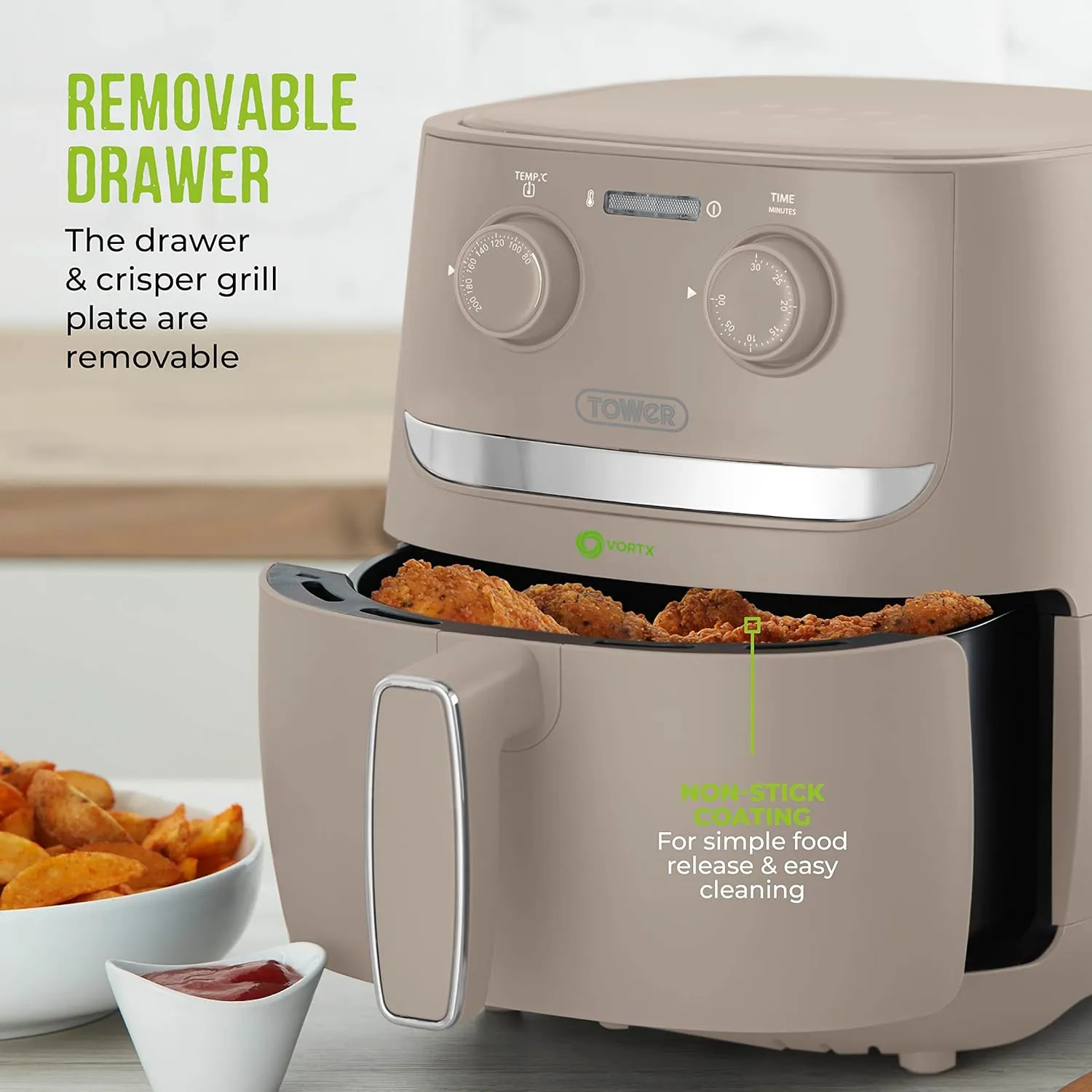 Tower Vortx 3.8L Colour Air Fryer - Latte