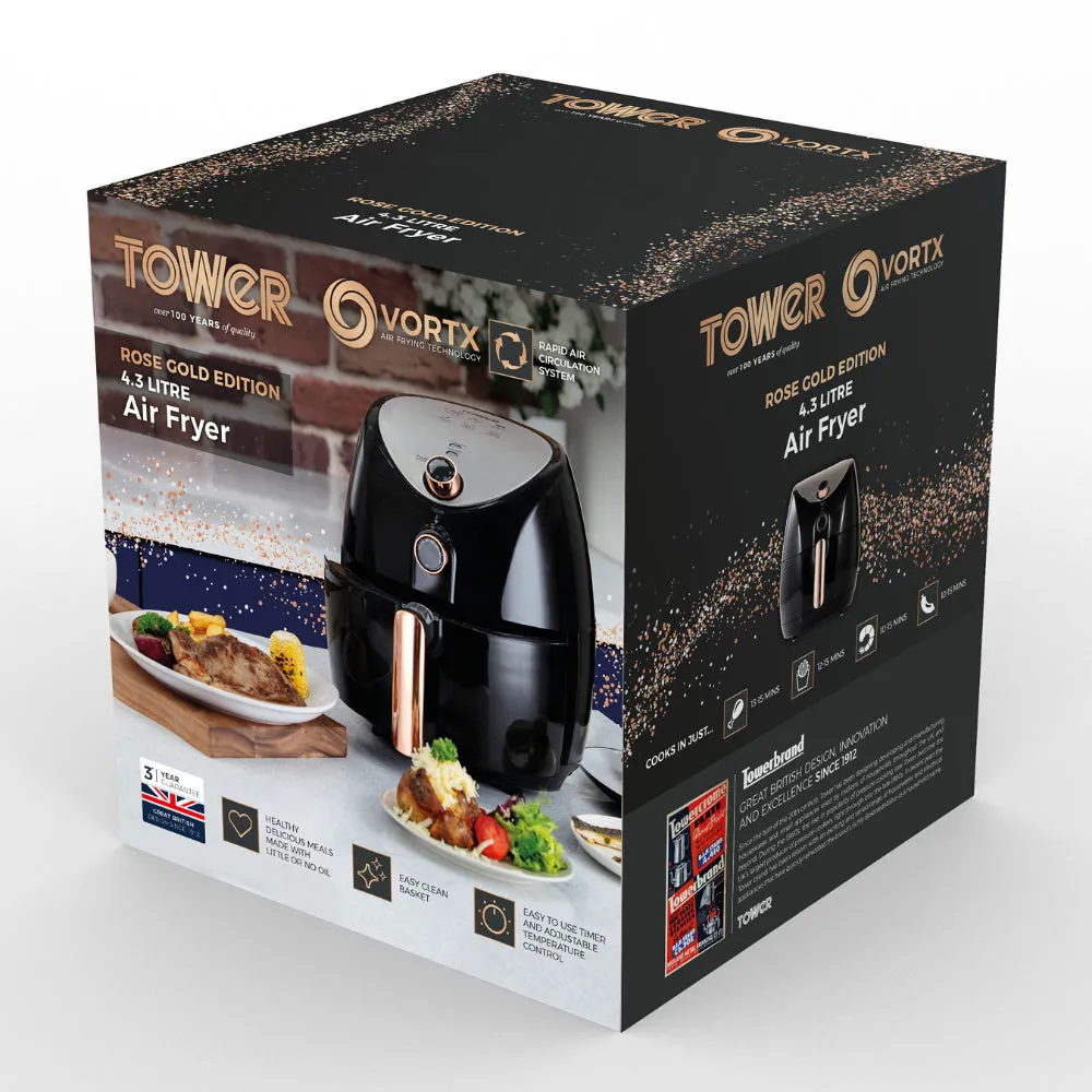 Tower Vortx Manual Air Fryer 4.3L  - Black