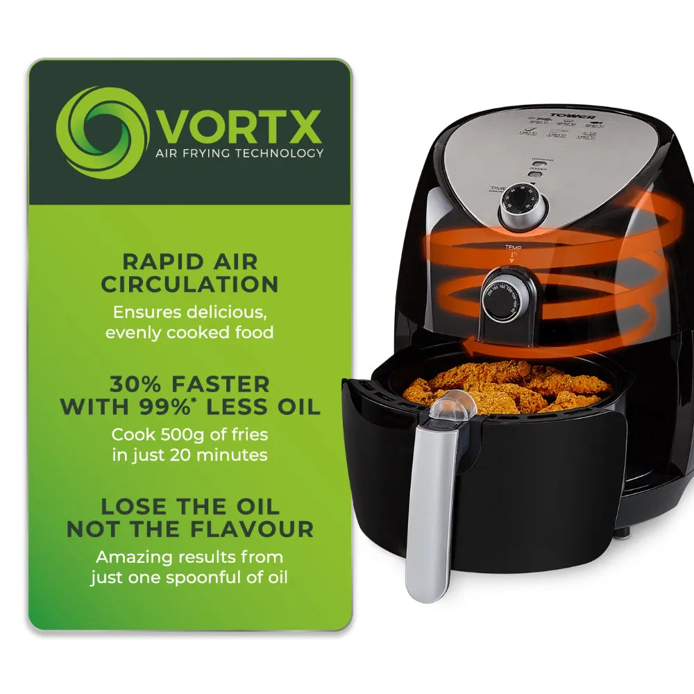 Tower Vortx Manual Air Fryer 4.3L  - Black