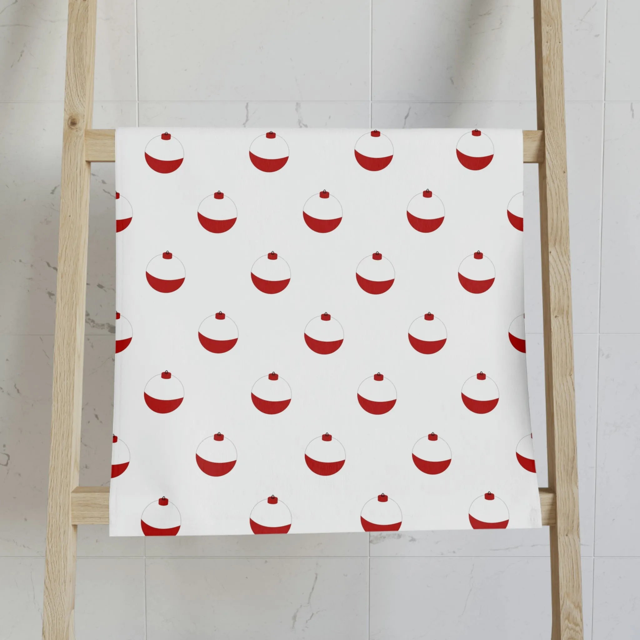 Traditional Red & White Bobber - Patttern #2  - Hand Towel