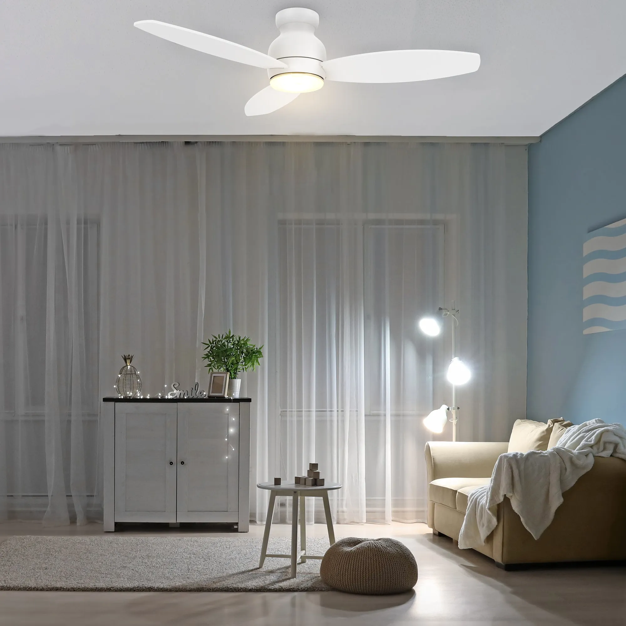 Trendsetter Outdoor Low Profile Smart Fan with LED Light Remote 48”