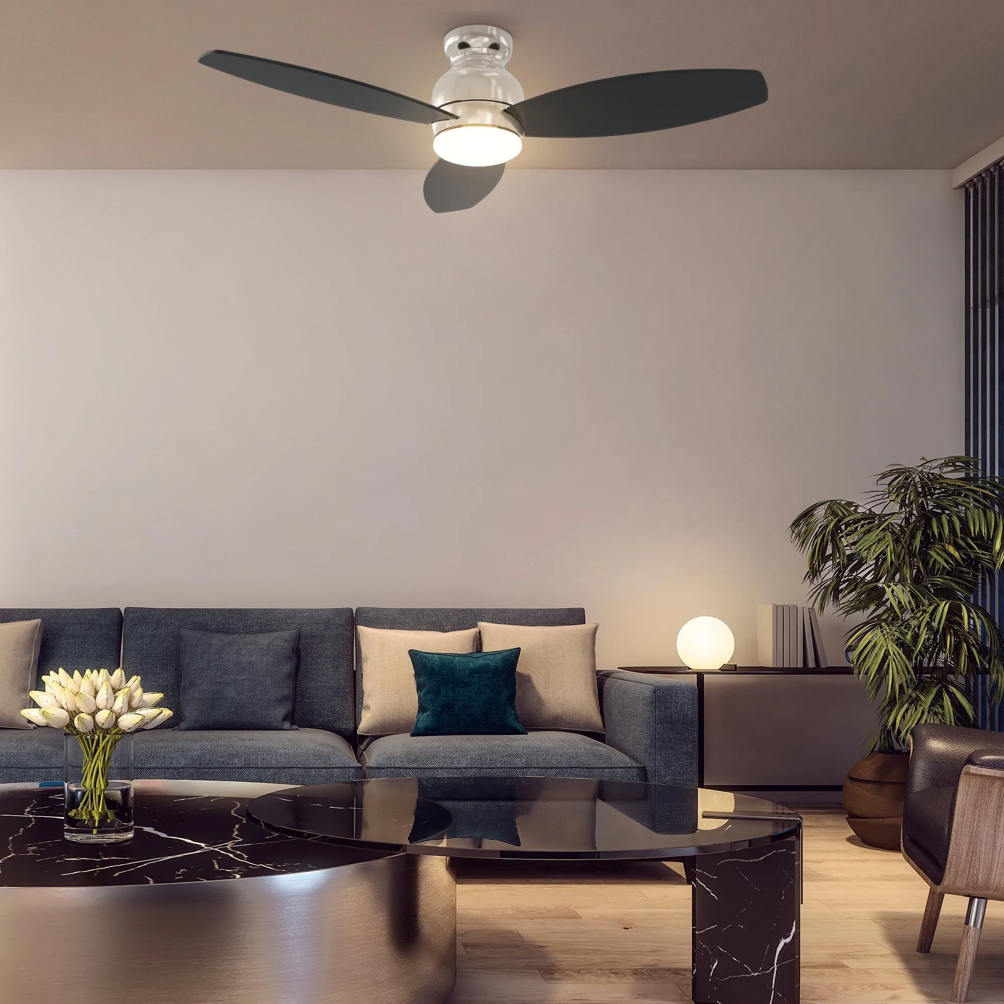 Trendsetter Outdoor Low Profile Smart Fan with LED Light Remote 48”