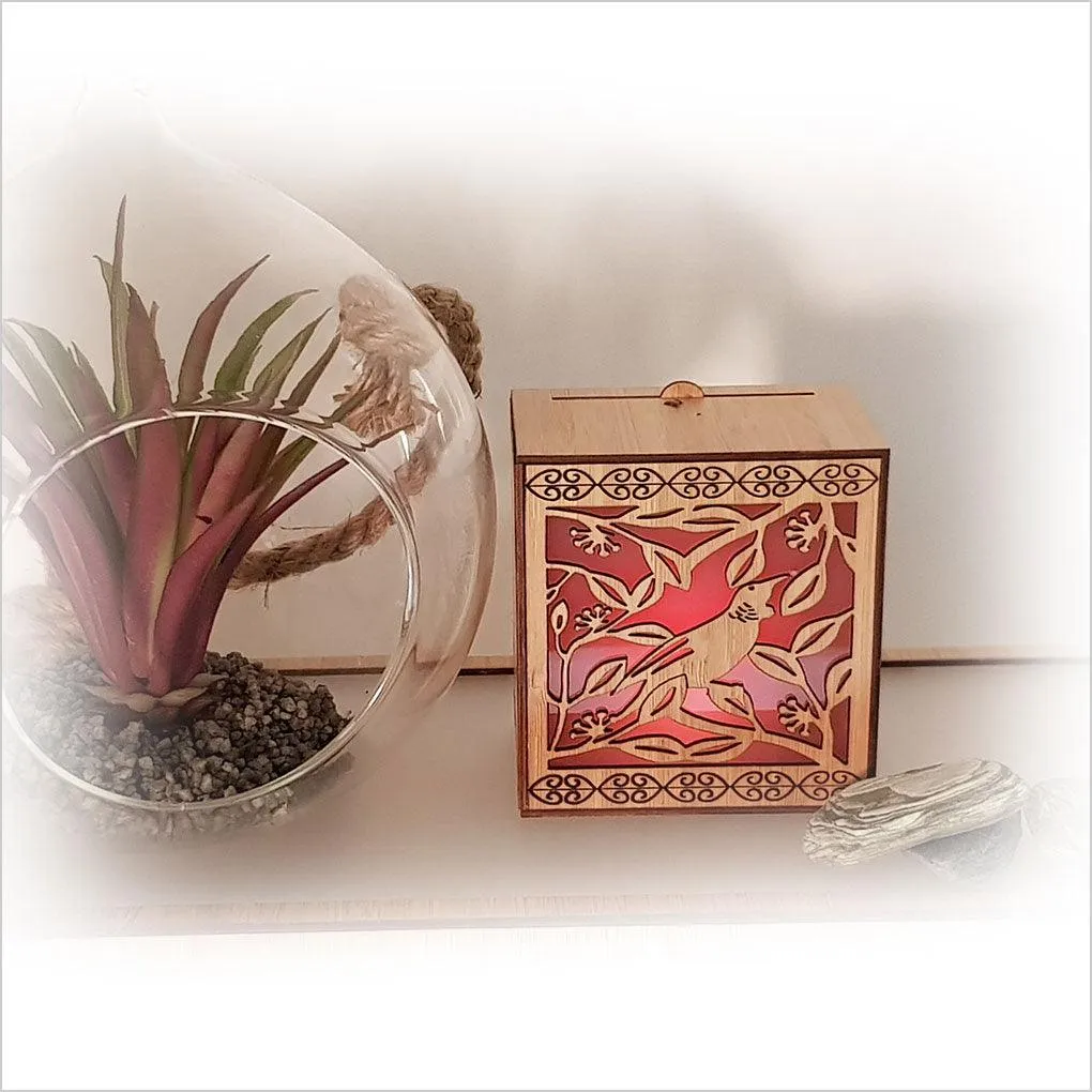 Tui on Pohutukawa LED Tealight Candle Box