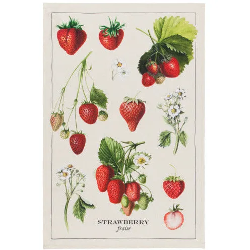 Vintage Strawberries Cotton Dishtowel