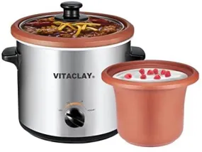 VITACLAY 3-IN-1 Clay Slow Cooker, Yogurt Maker, Baby Food Maker, VS7600-2C / 2 QUART