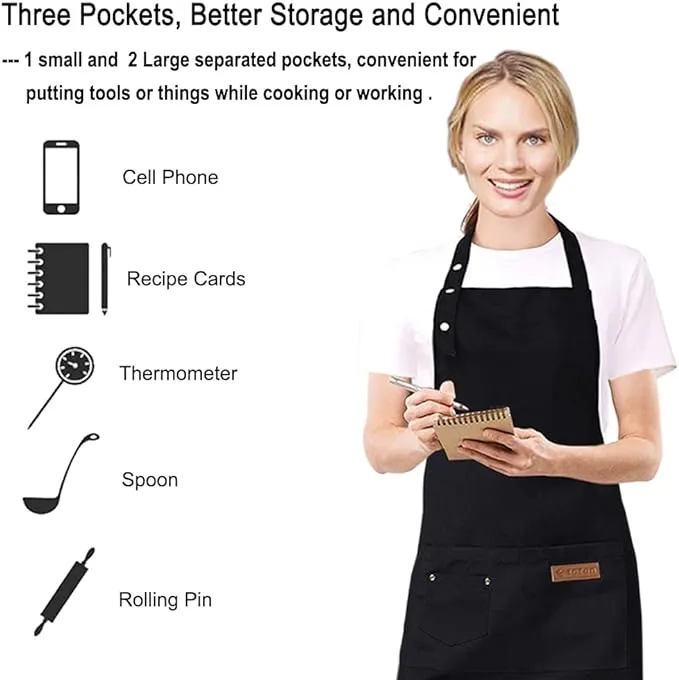 Waterproof Kitchen Aprons With 3 Pockets